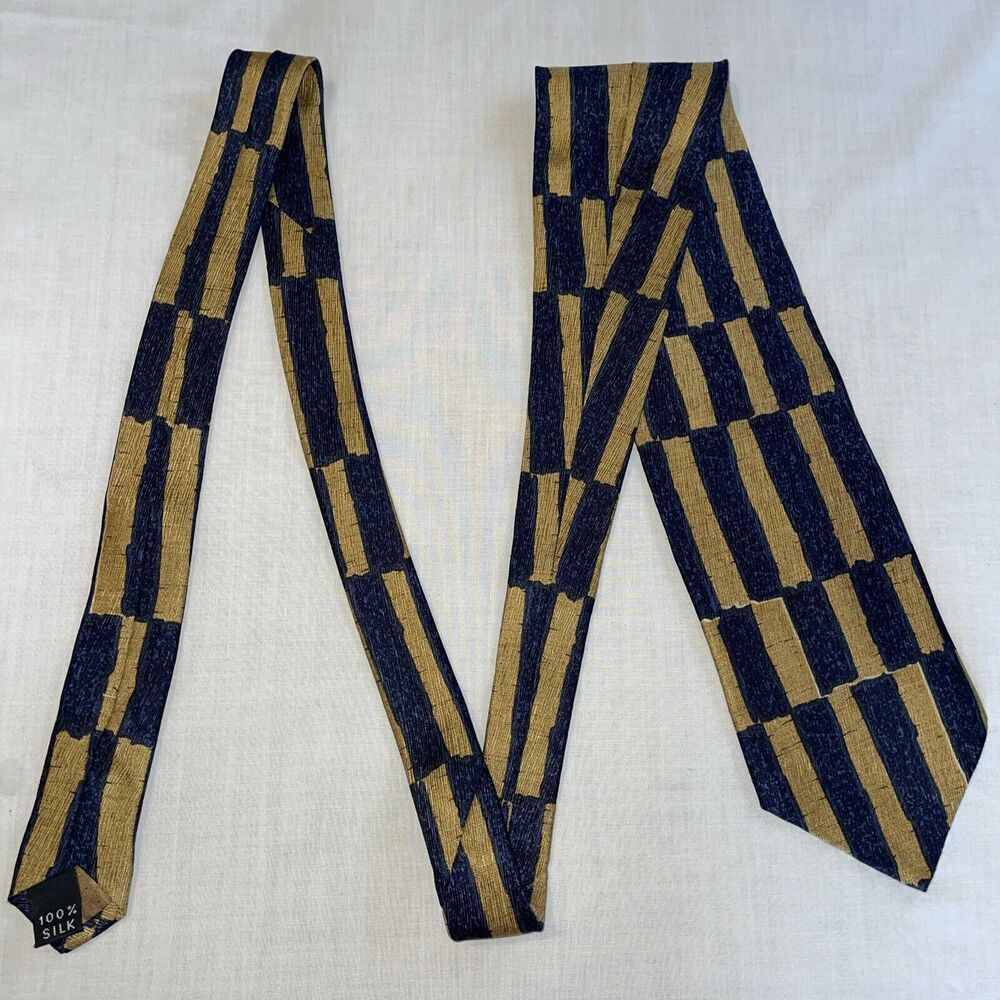 Vollerei Dress Tie Mens Size 58" Blue Gold 100% Silk Fashion